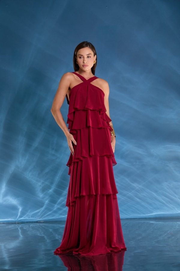 VESTIDO LONGO CAMADAS FRENTE ÚNICA DECOTE COSTAS - 40% OFF - Imagem 4