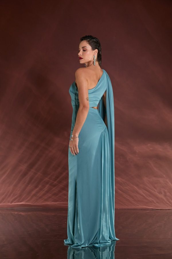 VESTIDO LONGO OMBRO SÓ ECHARPE MICROTULE - 40% OFF - Imagem 9