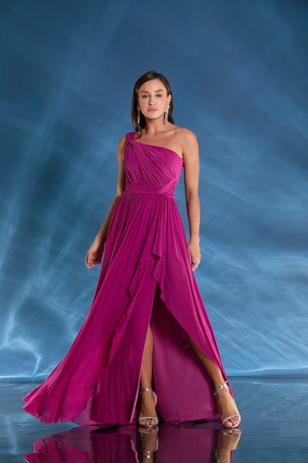 VESTIDO LONGO MICROTULE OMBRO SÓ E FENDA - 40% OFF - Imagem 7