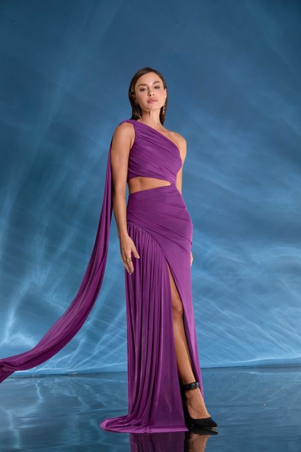 VESTIDO LONGO OMBRO SÓ ECHARPE MICROTULE - 40% OFF - Imagem 4
