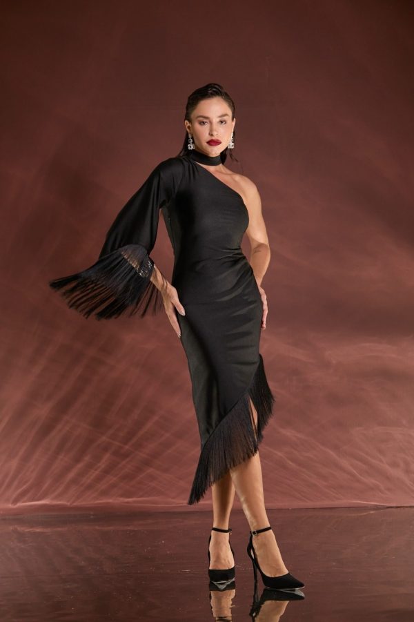 VESTIDO MIDI UM OMBRO SÓ FRANJA JERSEY - 40% OFF - Imagem 10