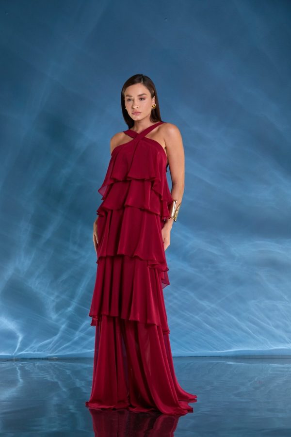 VESTIDO LONGO CAMADAS FRENTE ÚNICA DECOTE COSTAS - 40% OFF - Imagem 7