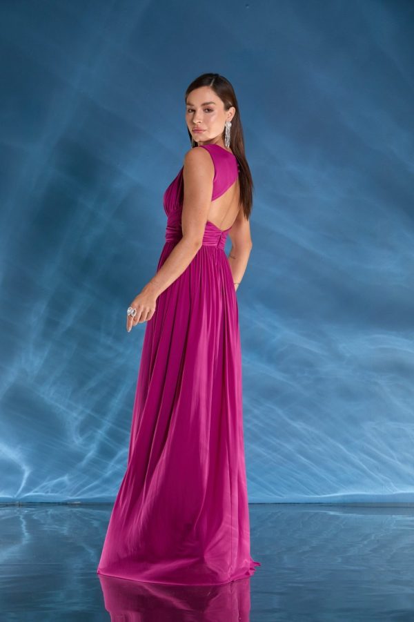 VESTIDO LONGO DECOTE COSTAS CRUZADO FRENTE MICROTULE - 40% OFF - Imagem 5