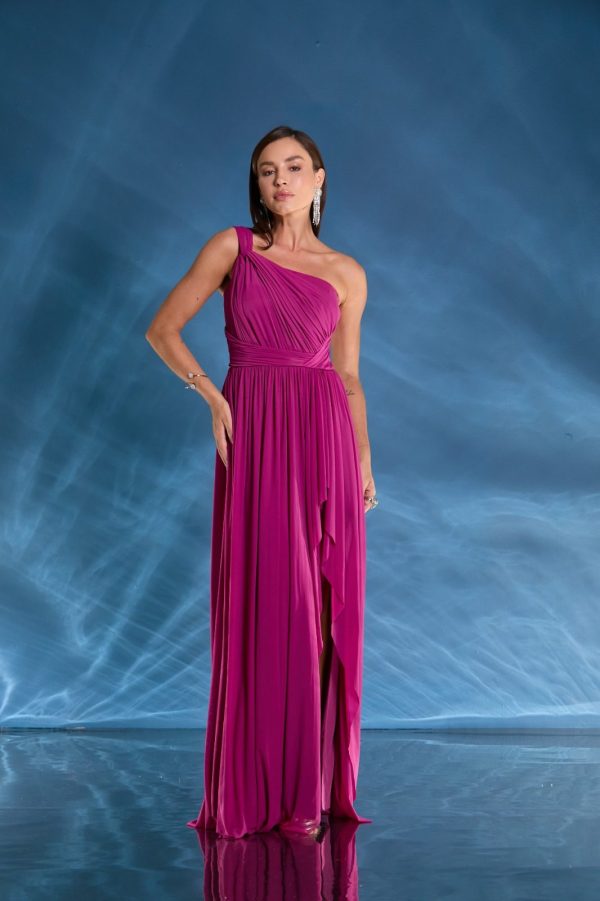VESTIDO LONGO MICROTULE OMBRO SÓ E FENDA - 40% OFF - Imagem 6