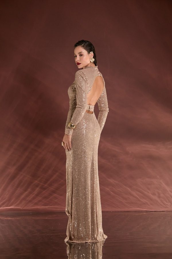 VESTIDO LONGO PAETÊ DECOTE COSTAS E FAIXA REMOVIVEL  - 40% OFF - Imagem 2