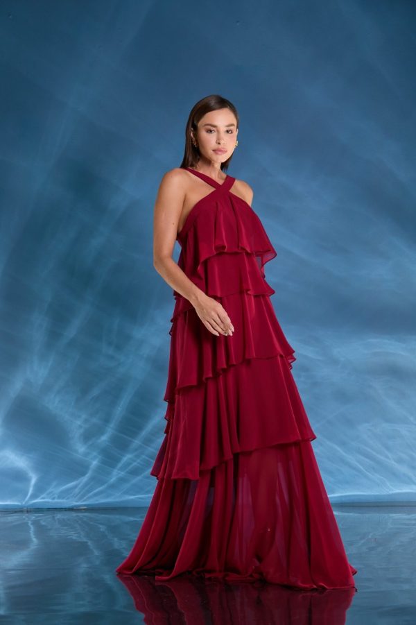 VESTIDO LONGO CAMADAS FRENTE ÚNICA DECOTE COSTAS - 40% OFF - Imagem 5