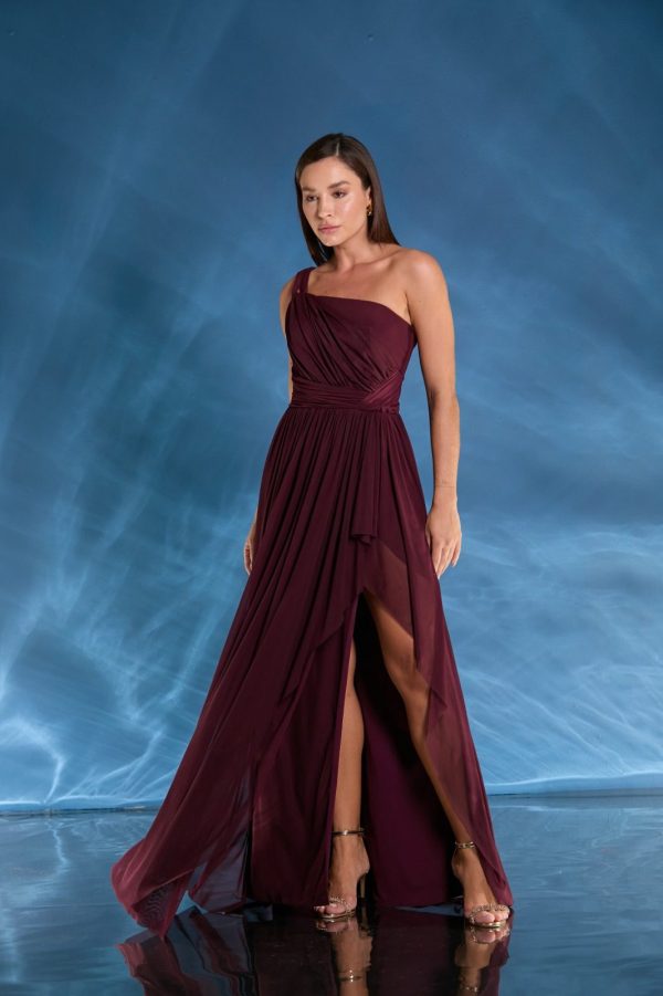 VESTIDO LONGO MICROTULE OMBRO SÓ E FENDA - 40% OFF - Imagem 9