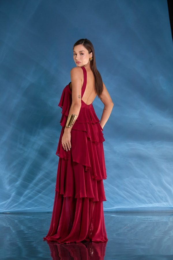 VESTIDO LONGO CAMADAS FRENTE ÚNICA DECOTE COSTAS - 40% OFF - Imagem 6