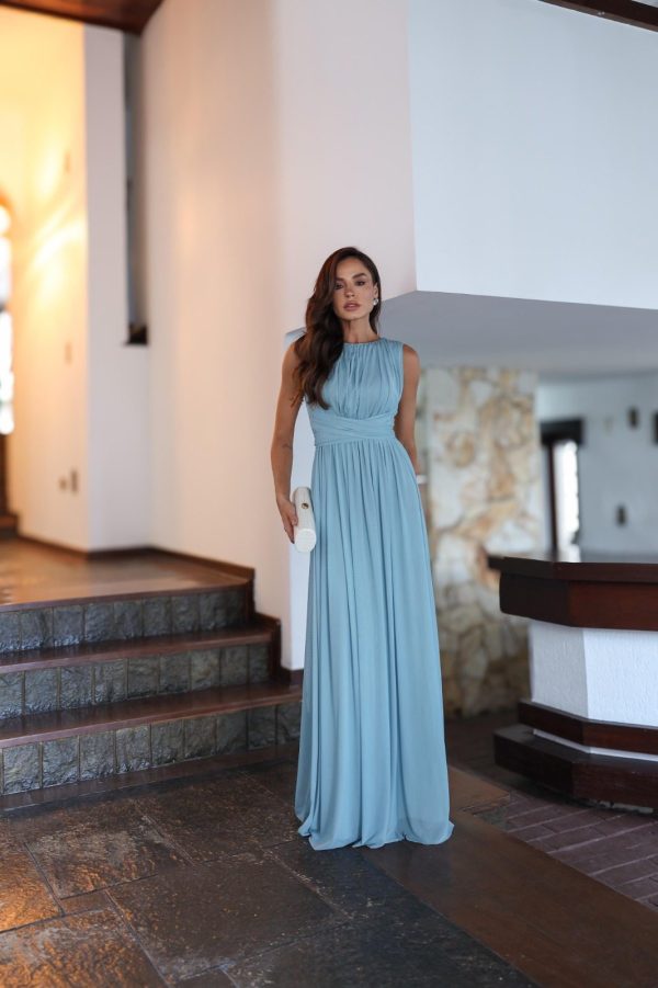 VESTIDO LONGO DECOTE COSTAS CRUZADO FRENTE MICROTULE - 40% OFF - Imagem 3
