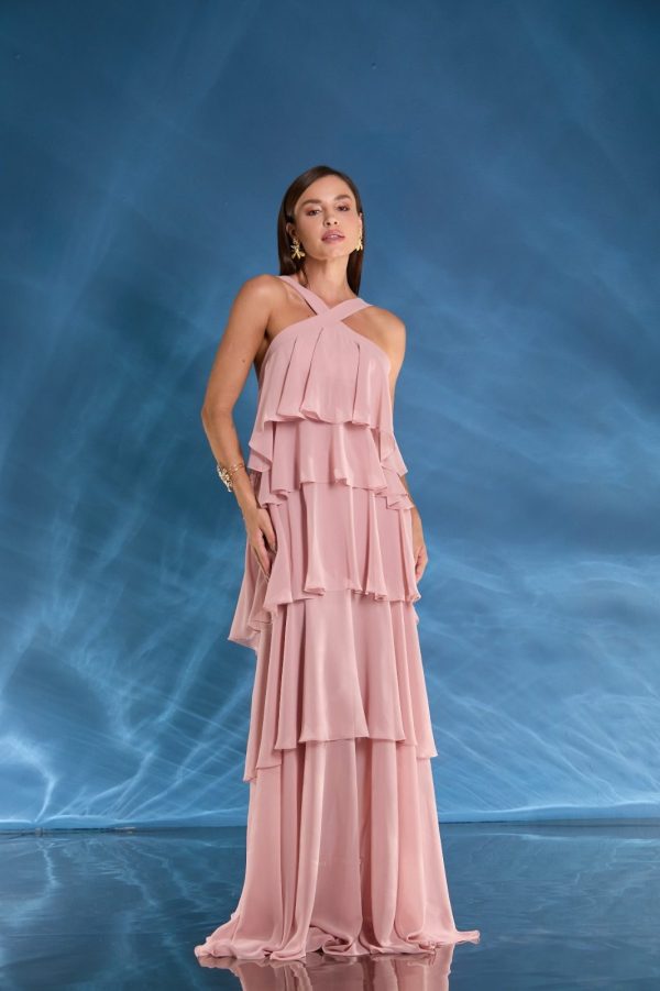 VESTIDO LONGO CAMADAS FRENTE ÚNICA DECOTE COSTAS - 40% OFF - Imagem 9