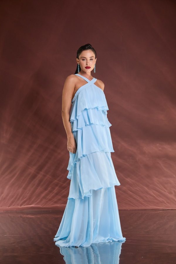 VESTIDO LONGO CAMADAS FRENTE ÚNICA DECOTE COSTAS - 40% OFF - Imagem 14