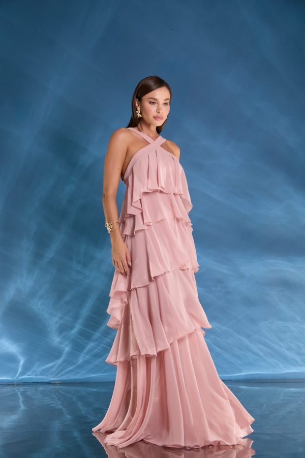 VESTIDO LONGO CAMADAS FRENTE ÚNICA DECOTE COSTAS - 40% OFF - Imagem 8